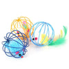 1pc Cat Toy Stick Feather Wand With Bell Mouse Cage Toys Plastic