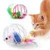 1pc Cat Toy Stick Feather Wand With Bell Mouse Cage Toys Plastic