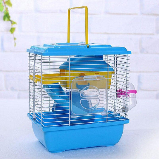 Pet Cage Hamster Cottage with Transparent Skylight Double Layer House