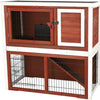 Rabbit cage with pitched roof, medium, brown/white animal cage rabbit